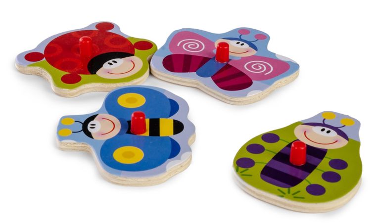 Daffi, układanka drewniana z rączką, owady, 4 elementy