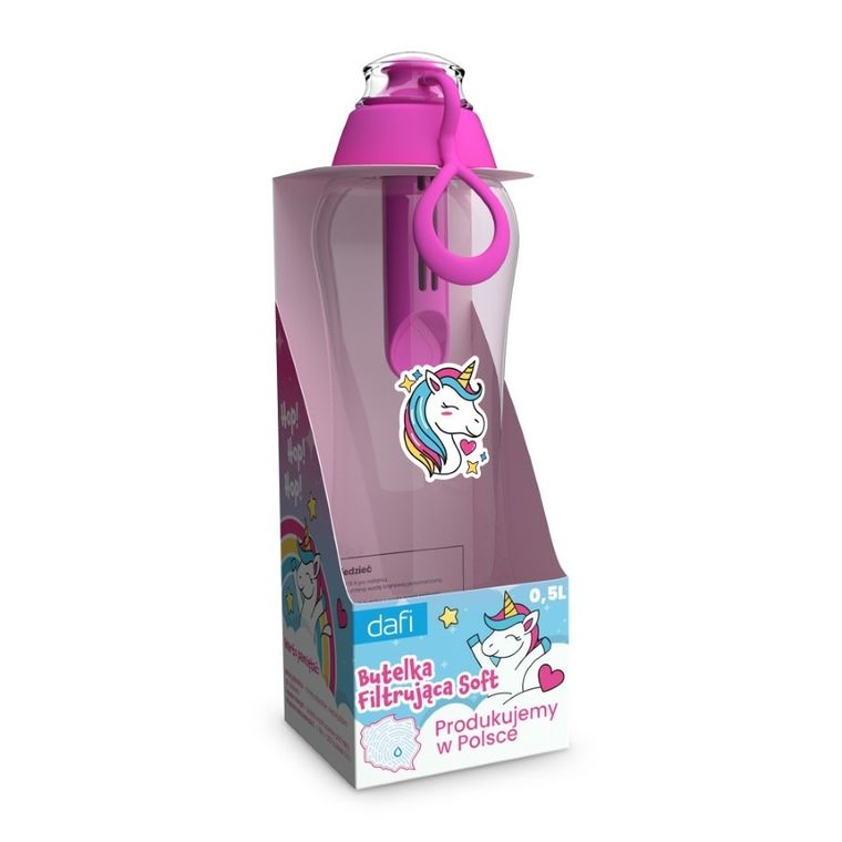 Dafi, Soft, Unicorn, butelka filtrująca z naklejkami, 0,5L
