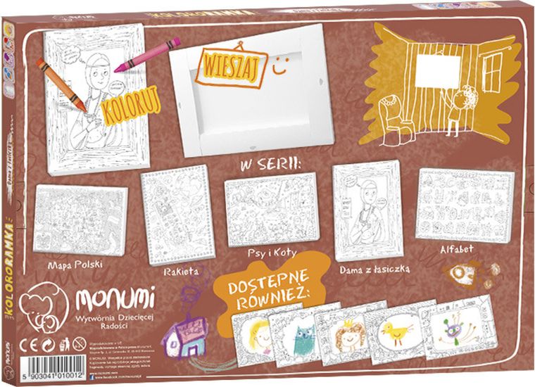 Dama z łasiczką. Kolorowanka ramka do zawieszenia