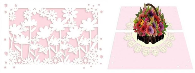 DaVinci, karnet z kopertą Pop-Up, 12-18 cm, Kosz z kwiatami