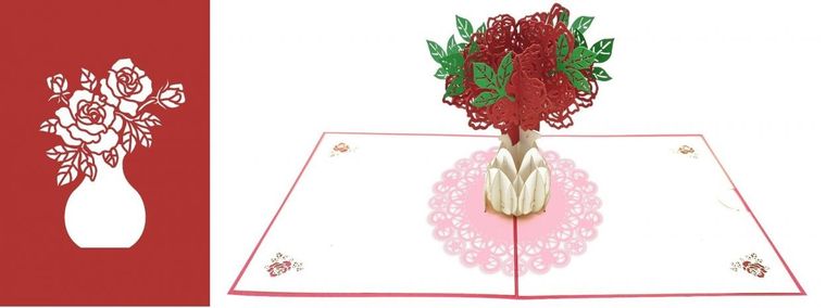 DaVinci, karnet z kopertą Pop-Up, 12-18 cm, Róże