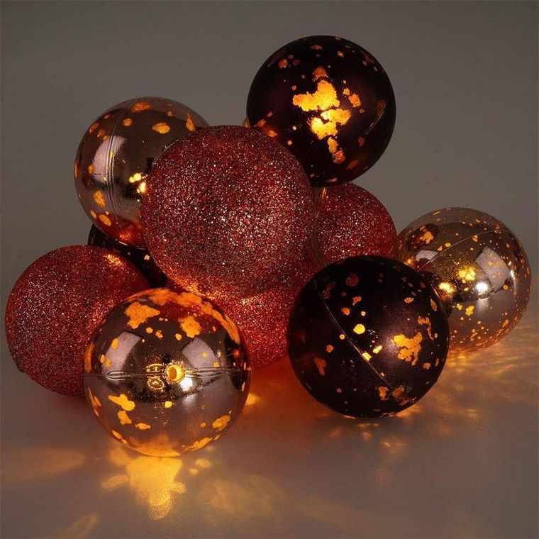 Decorative Lighting, lampki bombki choinkowe nietłukące, fioletowe, 10 led, 4 cm