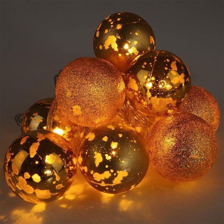 Decorative Lighting, lampki bombki choinkowe nietłukące, złote, 10 led, 4 cm