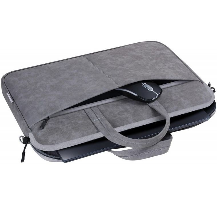 Defender, Solid Leather, torba na laptopa 15,6", szara