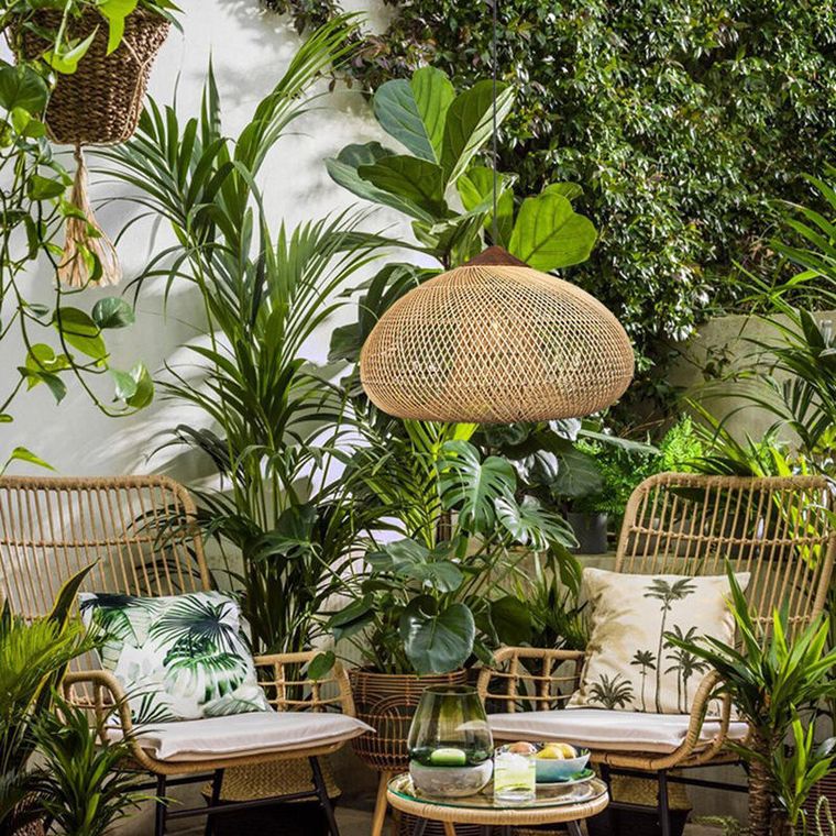 Dekoracyjna, rattanowa lampa wisząca, naturalny kolor, 50 cm