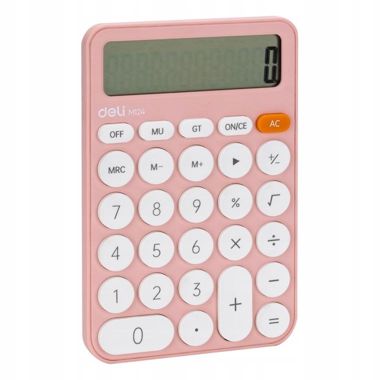 Deli, kalkulator biurowy, różowy