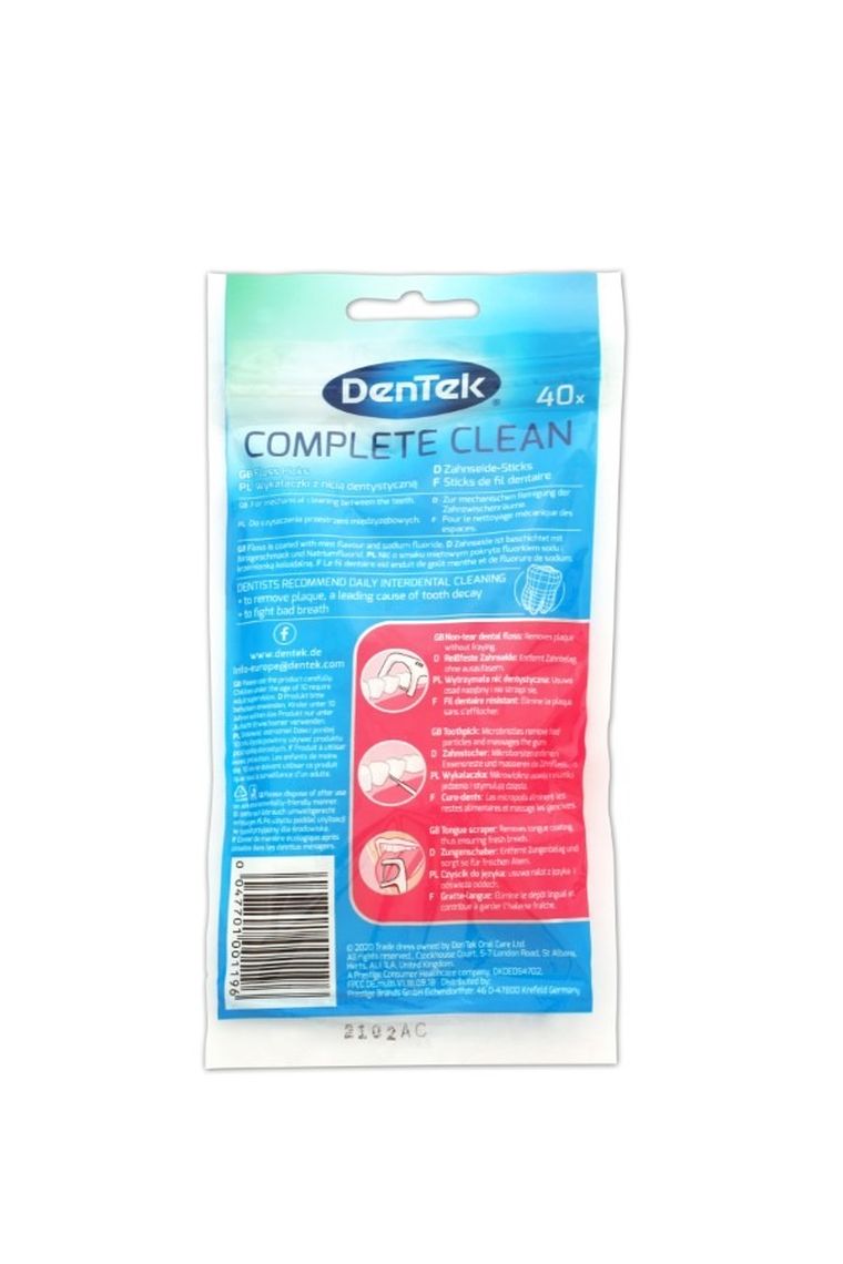 DenTek, Complete Clean, niciowykałaczki, flossery, wykałaczki z nicią dentystyczną, 40 szt.