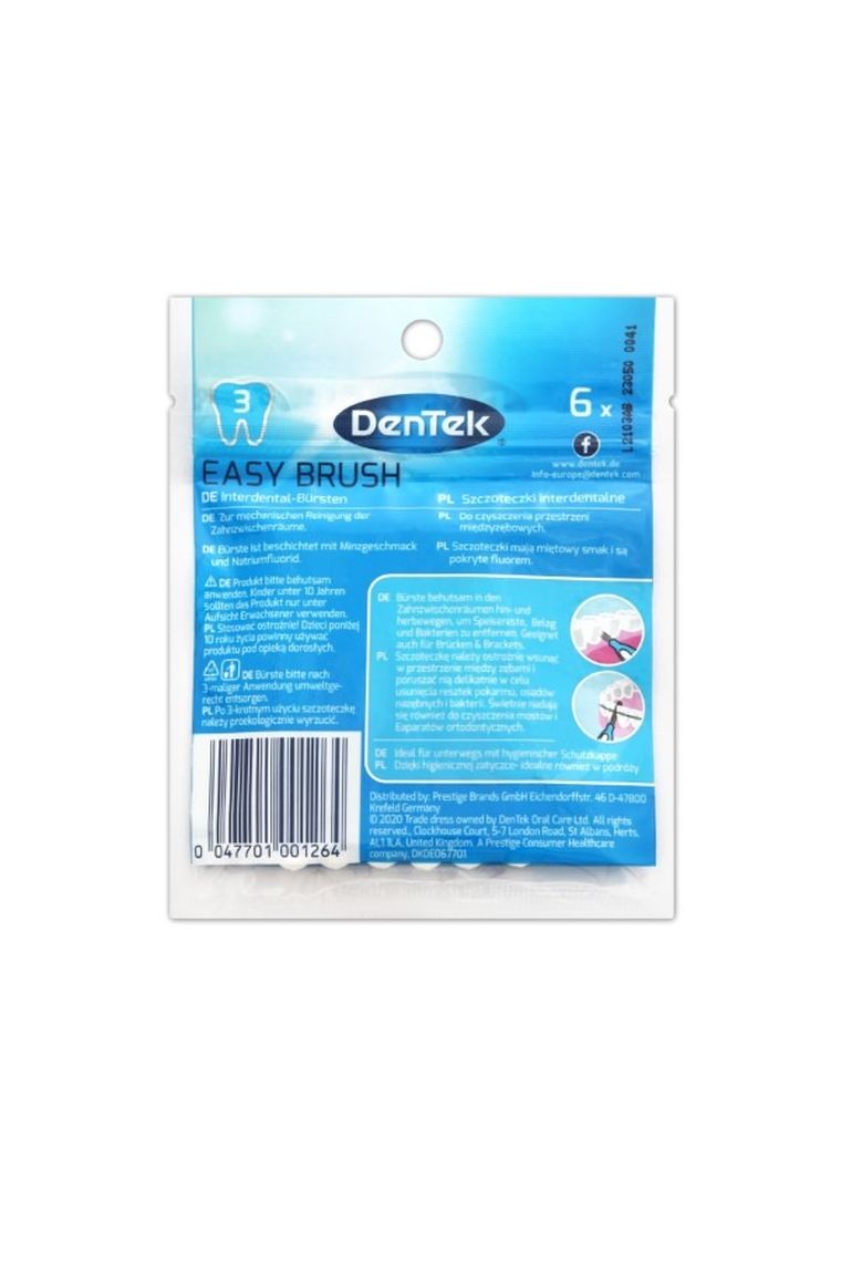 DenTek, szczoteczki międzyzębowe EasyBrush, ISO 3, 6 szt.