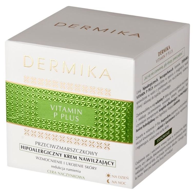 Dermika, Vitamin P Plus, hipoalergiczny krem nawilżający na dzień i na noc, 50 ml