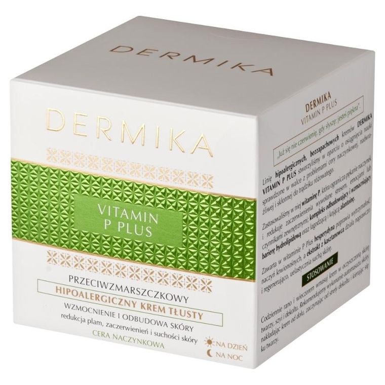 Dermika, Vitamin P Plus, hipoalergiczny krem tłusty na dzień i na noc, 50 ml