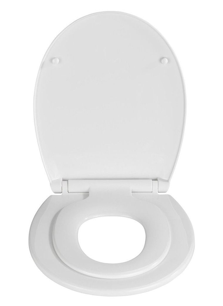 Deska sedesowa z nakładką dla dzieci, z mechanizmem wolnego opadania