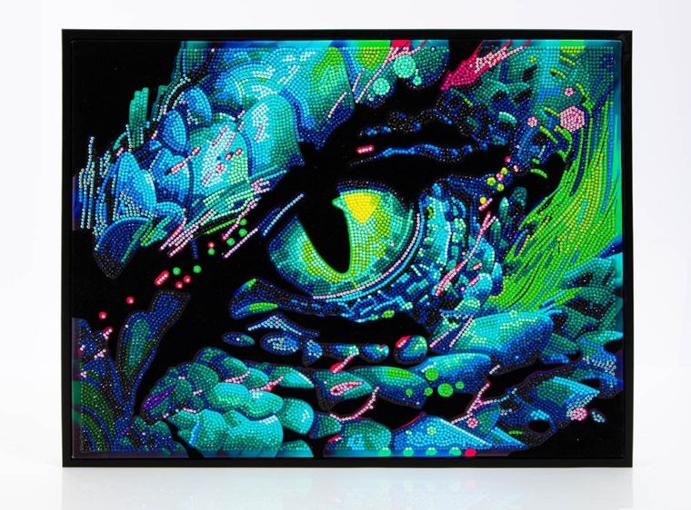 Diamond Dotz, diamentowa mozaika, flokowana, Neon Dragon eye