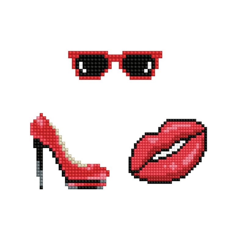 Diamond Dotz, diamentowa mozaika, Kiss, naklejki, 3 szt.