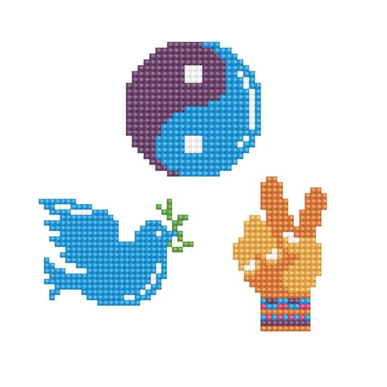 Diamond Dotz, diamentowa mozaika, Peace, naklejki, 3 szt.