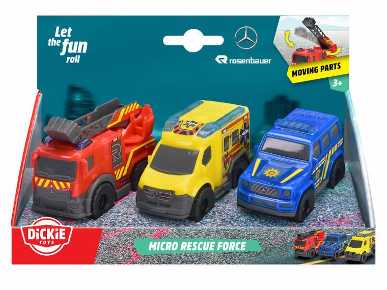Dickie, SOS, Micro Pojazdy Ratunkowe, 9 cm