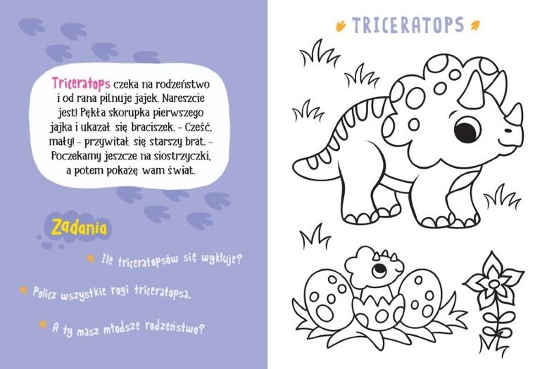 Dinozaury. Malowanka z farbkami i pędzelkiem