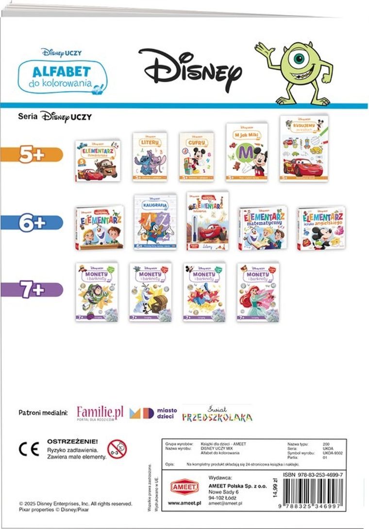 Disney uczy. Alfabet do kolorowania
