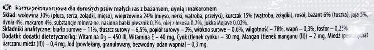 Dolina Noteci, karma mokra dla psa, małe rasy z bażantem, dynią i makaronem, 100 g