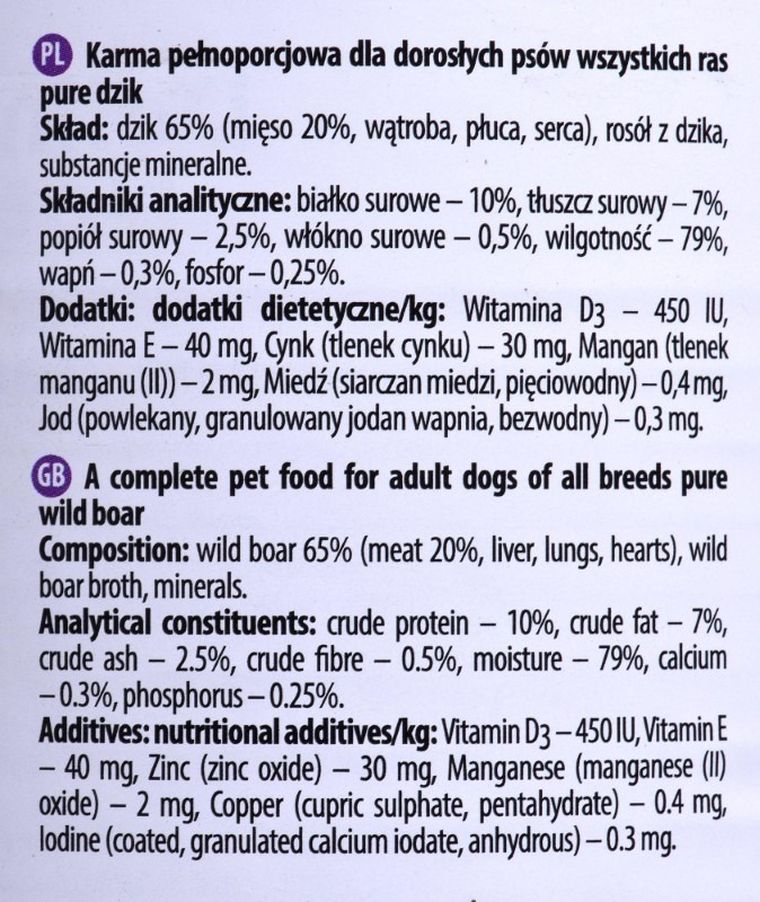 Dolina Noteci, Pure, karma mokra dla psa, Dzik, 800g