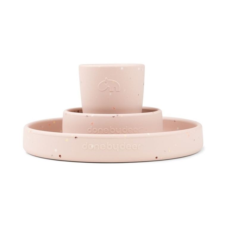 Done by Deer, Confetti, silikonowy zestaw obiadowy, powder