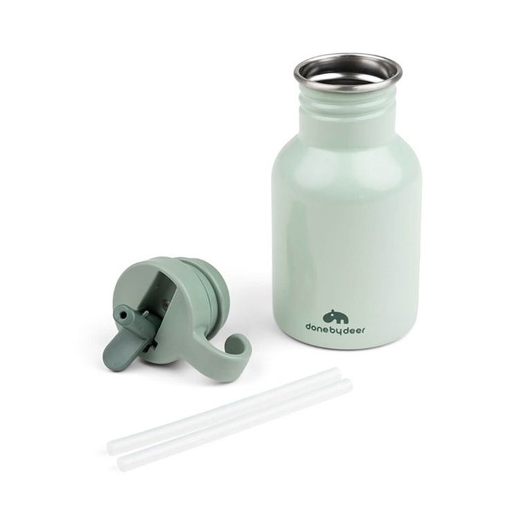 Done by Deer, Croco, butelka metalowa ze słomką, green