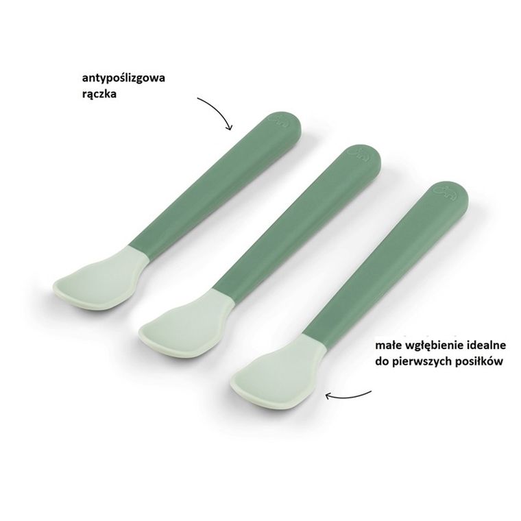 Done By Deer, Foodie, Easy-grip, łyżeczki dla niemowląt, green, 3 szt.