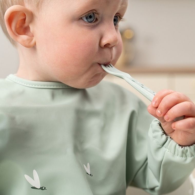 Done By Deer, Foodie Happy, Dots, sztućce dla dziecka, green