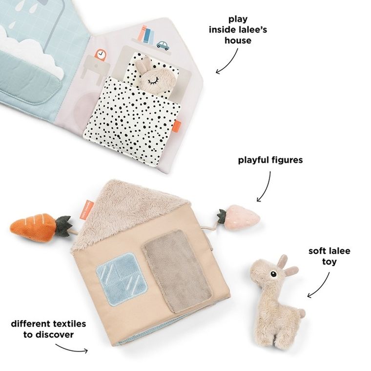 Done By Deer, Lama Lalee, domek lamy, miękka książeczka