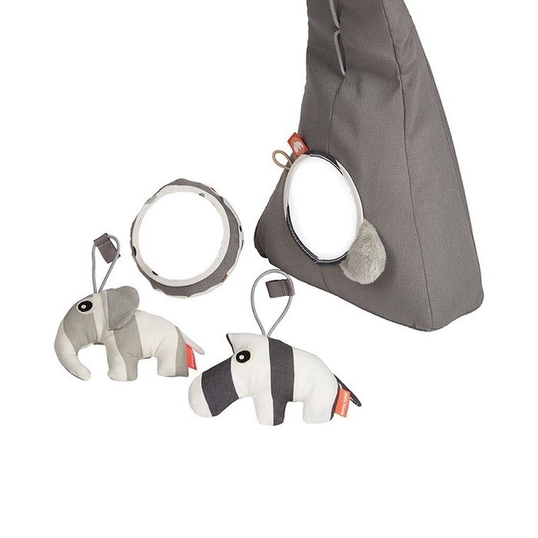 Done by Deer, pałąk z zabawkami, grey