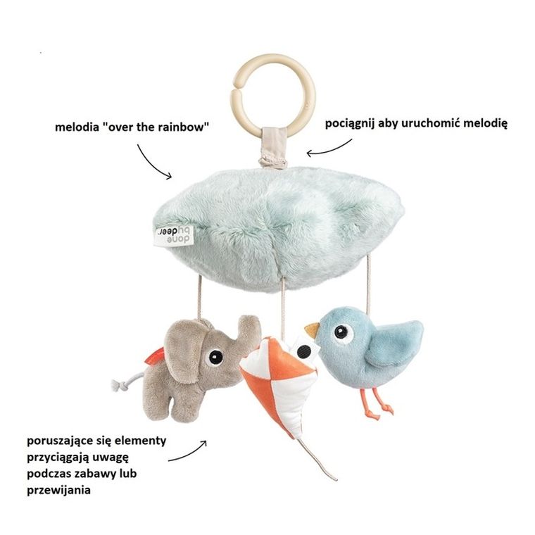 Done By Deer, Playground, pozytywka, zabawka niemowlęca, blue