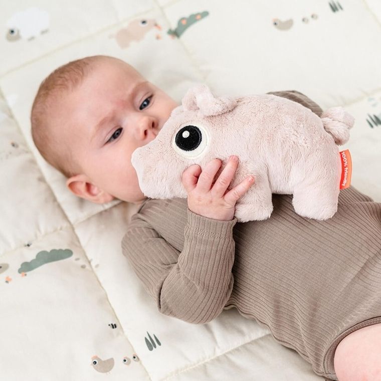 Done By Deer, Świnka Pigee, maskotka, powder, 22 cm