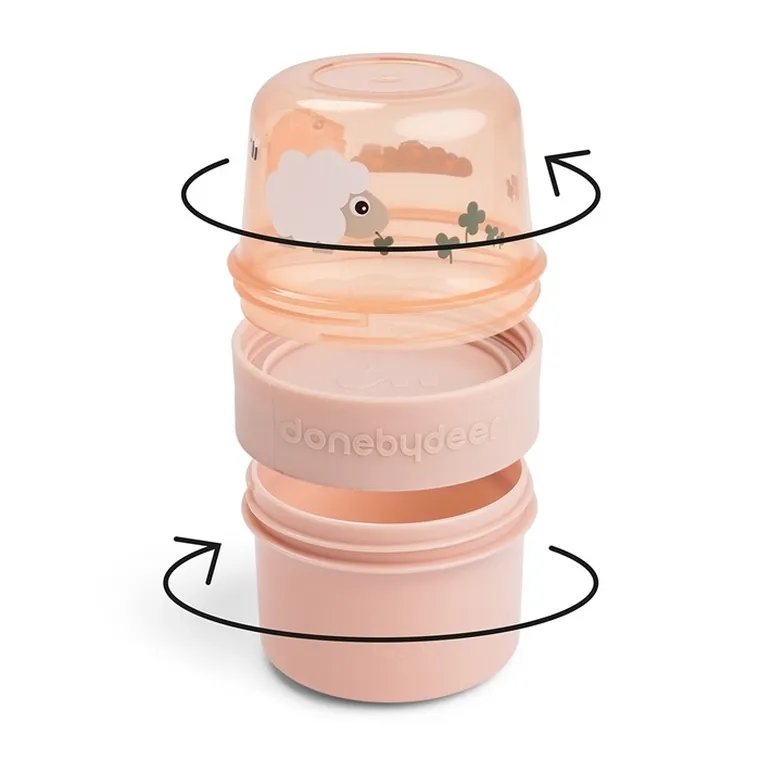 Done By Deer, Tiny Farm, pojemnik na przekąski, dwustronny, rozmiar S, powder