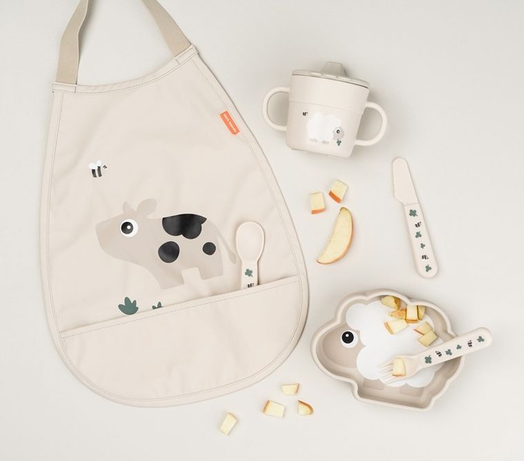 Done by Deer, Tiny Farm, śliniak z kieszonką Pull-over, sand