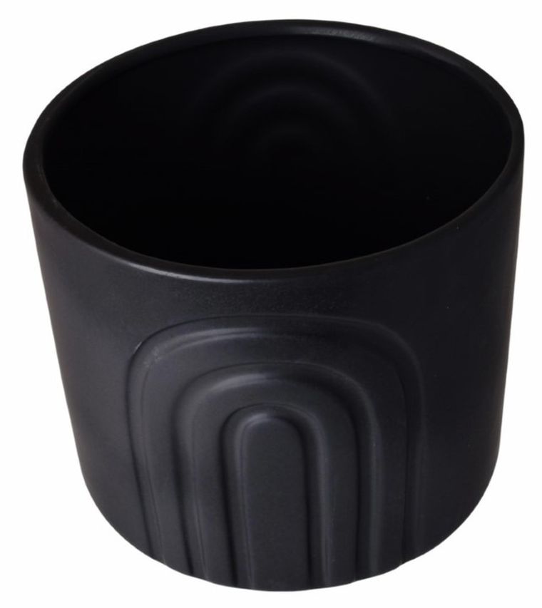 Doniczka ceramiczna, czarna matowa, mała, 15-15-13 cm