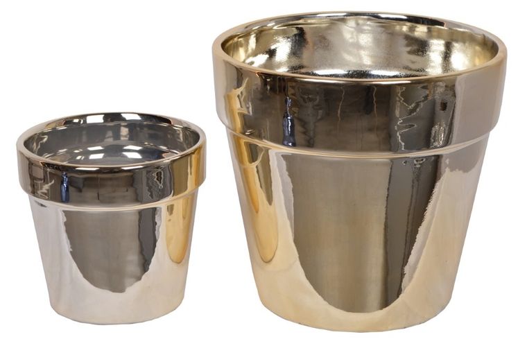 Doniczka, złota, 15-15-14 cm