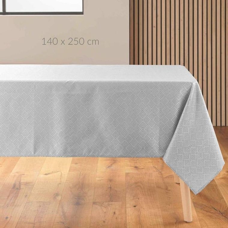 Douceur D'intérieur, Azuline, żakardowy obrus z metalicznym wzorem, 140-250 cm