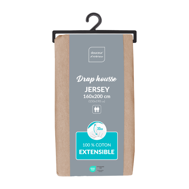 Douceur D'intérieur, bawełniane prześcieradło na gumce, 160-200 cm