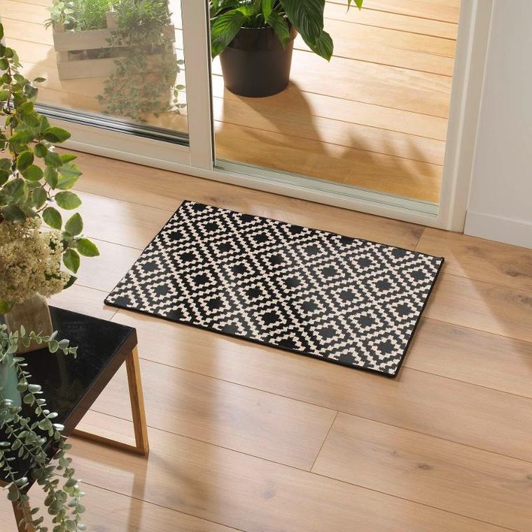 Douceur d'intérieur, chodnik do kuchni, Losibi, biało-czarny, skandynawski wzór