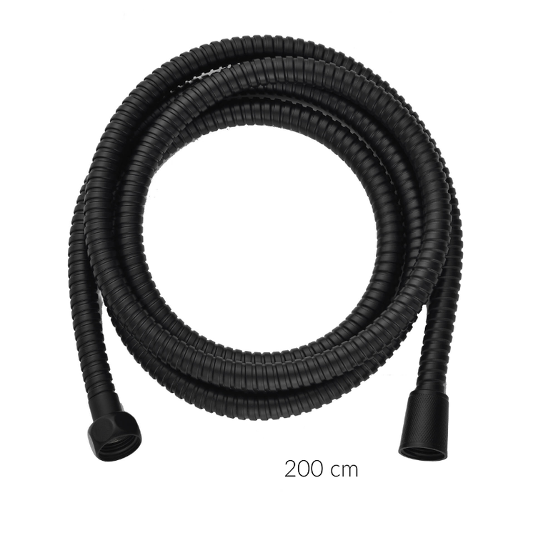 Douceur d'intérieur, czarny wąż prysznicowy ze stali nierdzewnej, 200 cm