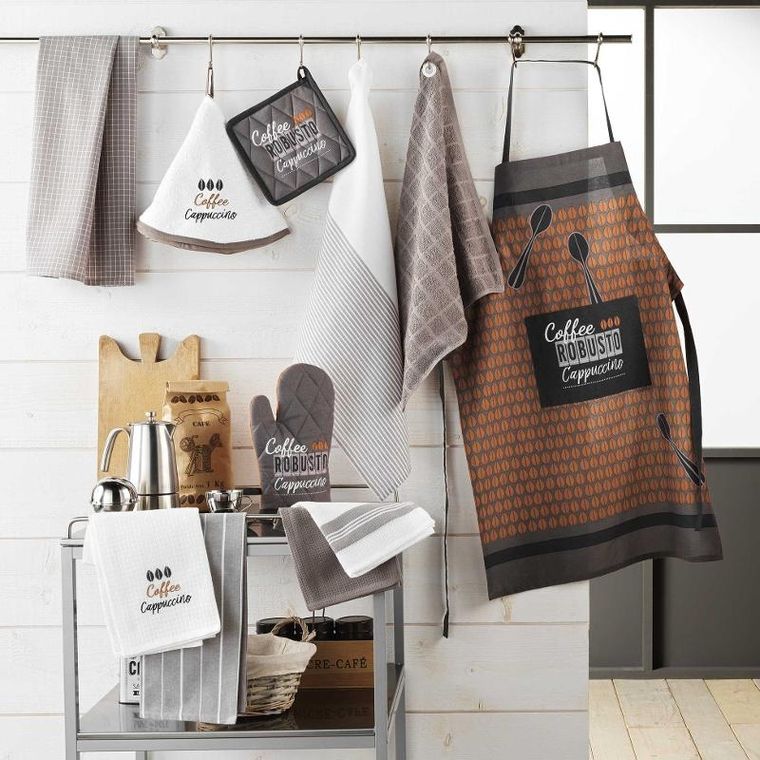 Douceur d'intérieur, fartuch kuchenny z kieszenią, Cappuccino, 100% bawełny, uniwersalny rozmiar