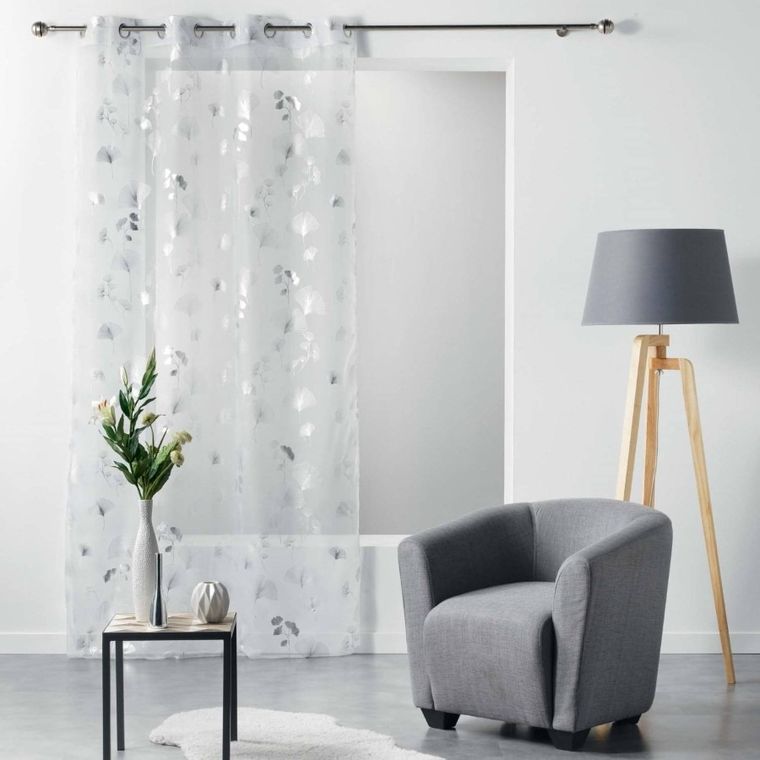 Douceur d'intérieur, firana błyszcząca, Bloomy, biała, 140-240 cm