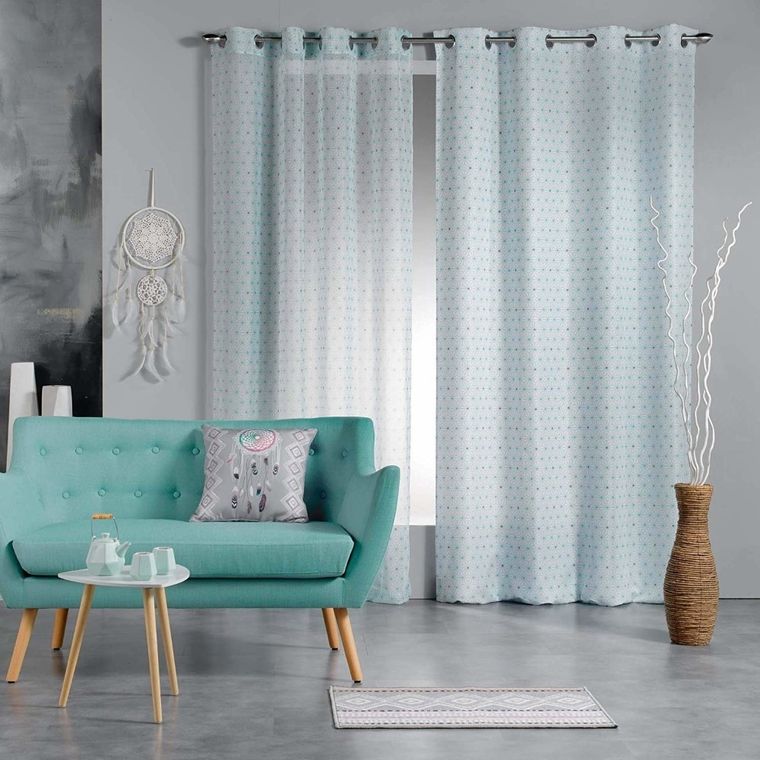 Douceur d'intérieur, firana do salonu na przelotkach, Constelline, niebieska, 140-240 cm