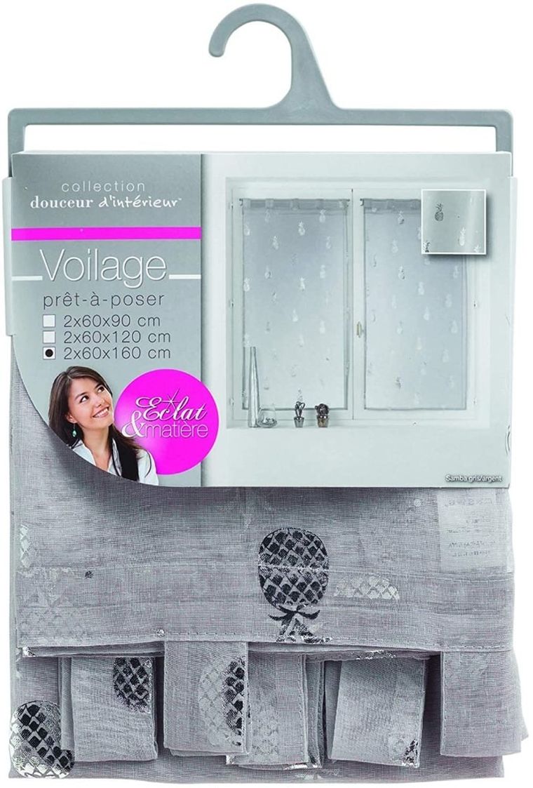 Douceur d'intérieur, firana krótka, Samba, 60-160 cm, szara, 2 szt.