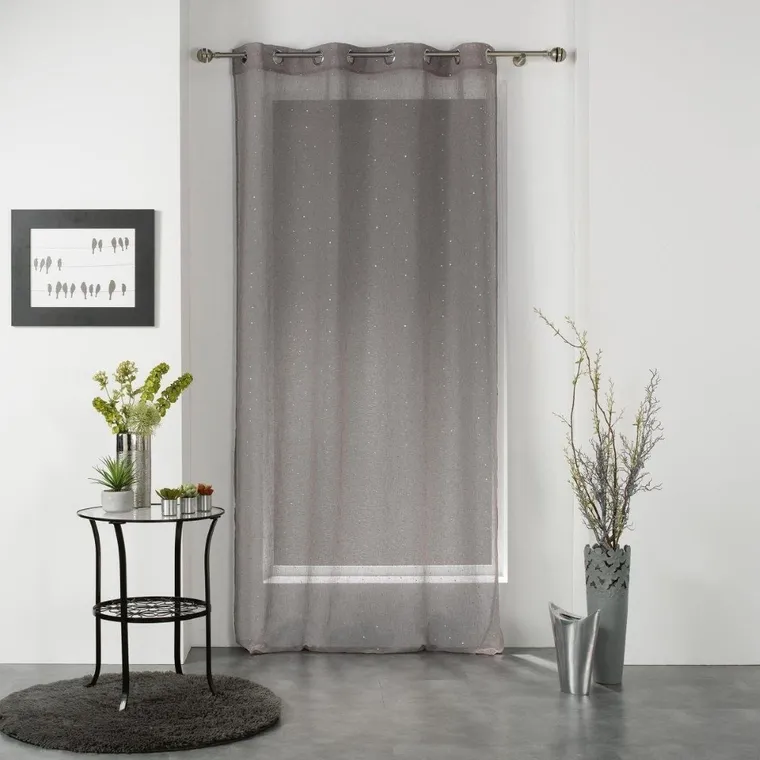 Douceur d'intérieur, firana okienna na przelotkach, Elea, 140-240 cm, szaro-srebrna