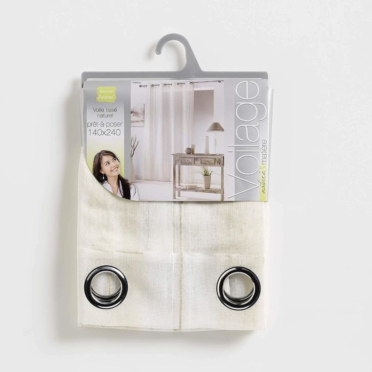Douceur d'intérieur, firana okienna na przelotkach, Helios, 140-240 cm, lniana