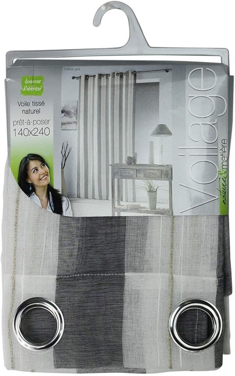 Douceur d'intérieur, firana okienna na przelotkach, Helios, 140-240 cm, szara