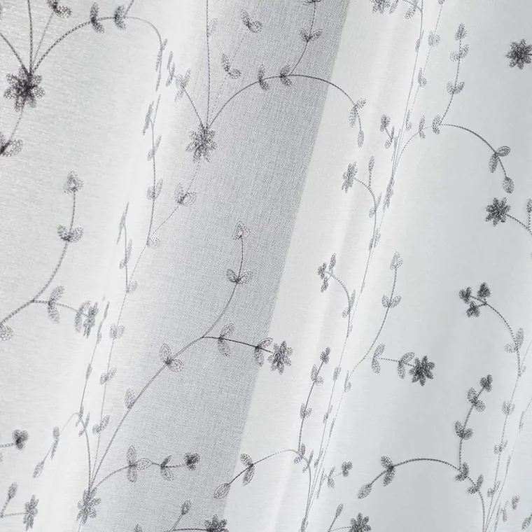 Douceur d'intérieur, firana okienna na przelotkach, Petit Fleur, 140-240 cm, biało-szara