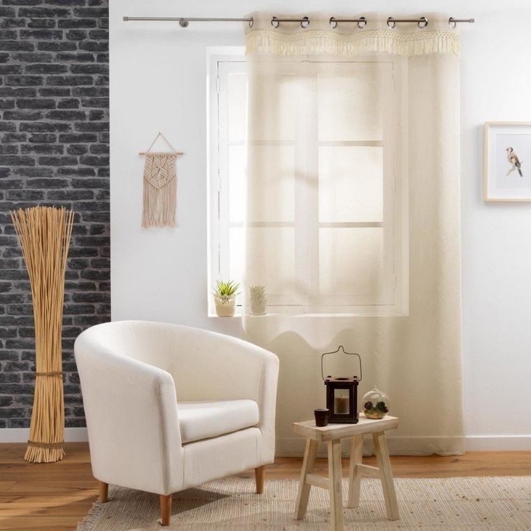 Douceur d'intérieur, firana okienna na przelotkach, Zagora, 140-240 cm, naturalna