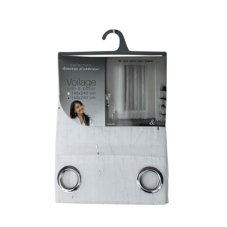Douceur d'intérieur, firana z aplikacją, Filiane, biała, 140-240 cm