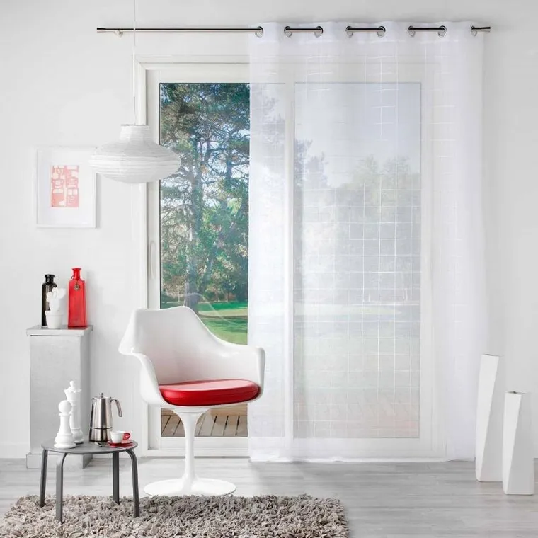 Douceur d'intérieur, firanka do salonu na przelotkach FANTASY, wzór w kwadraty,140-240 cm